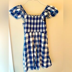 Old navy blue gingham smocked dress